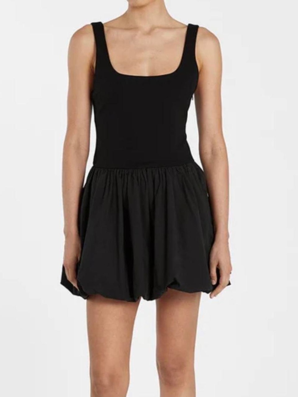 NWT Dissh Lulu Black Sq. Neck Sleeveless Bubble Mini Dress US sz 2/sz 6 UK